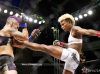 Angela Hill kicking Kaline Medeiros at Invicta FC 20 by Esther Lin