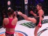 Ana Julaton kicking Lisa Blaine at Bellator 185