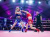 Zhang Jiao punching Sofia Olofsson at World Muay Thai Angels First Round