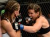 Leslie Smith punching Jessamyn Duke at UFC Fight Night 45 from UFC Facebook