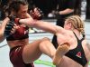 Valentina Shevchenko punching Joanna Jedrzejczyk at UFC 231 from UFC Facebook