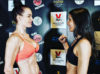 Katie Rand vs Sophia Olivera weigh-in at CFC4, 7 March 2020