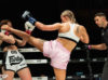 Sammy-Jo Luxton kicking opponent at MTGP, 6 May 2022